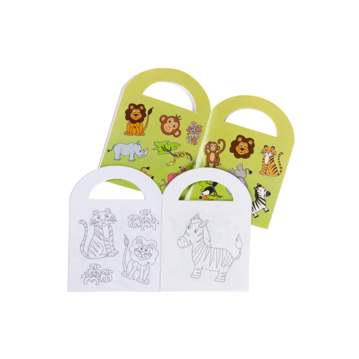 Mini coloring book with stickers - jungle animals