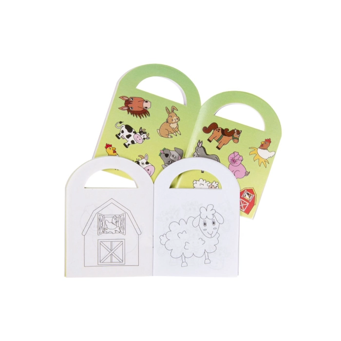 Mini coloring book with stickers - farm animals