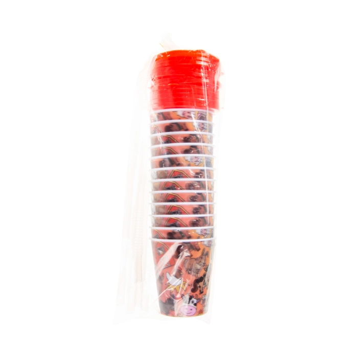 Plastic cup with a tube and a lid - farm animals 3D