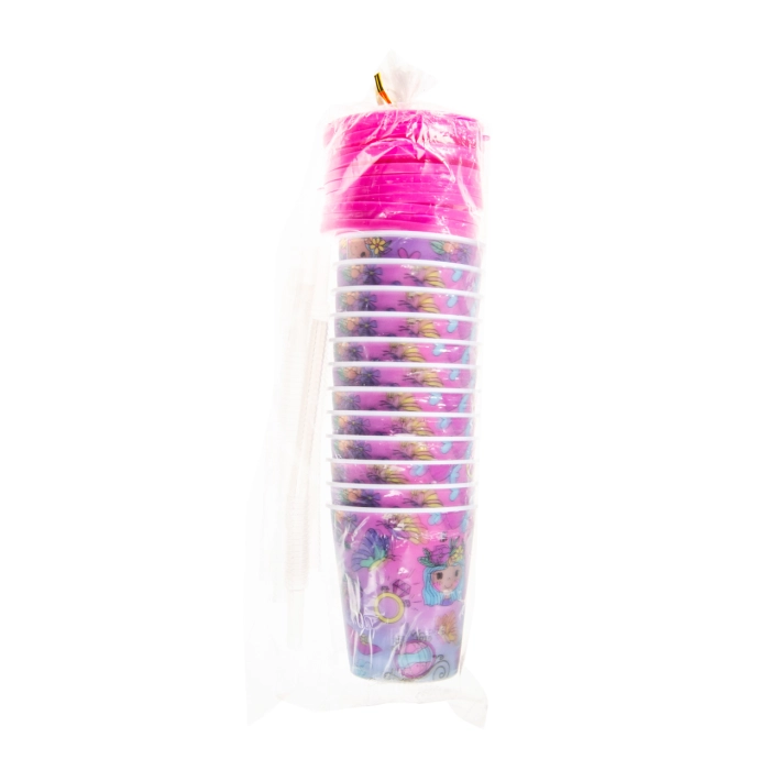Plastic cup with a tube and a lid - 3D princess