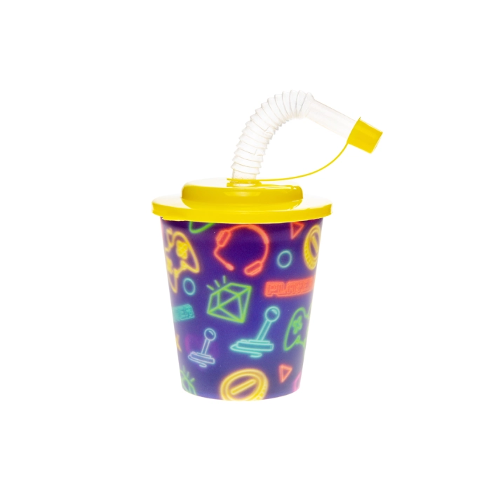 Plastic cup with a tube and a lid - 3D player