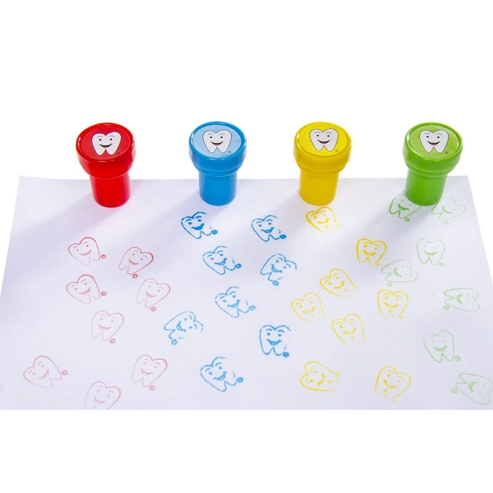 Plastic stamps with happy teeth