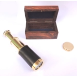 Brass and leather DISCOVERY scope in a wooden box