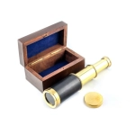 Brass and leather DISCOVERY scope in a wooden box