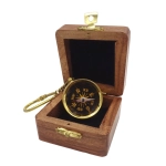 Compass keyring in a wooden box