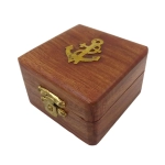 Compass keyring in a wooden box