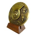 Brass perpetual calendar on a wooden base