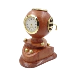 Exclusive clock with a compass and a diver's helmet