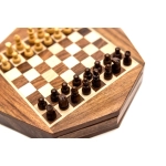 Magnetic chess pieces in an octagonal box