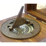 A compass with a Gilbert sundial in a wooden case