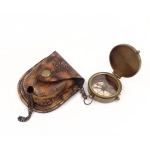 Lockable compass with chain and leather case