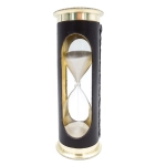 Hourglass 5 min. With world clock and perpetual calendar in leather case