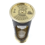 Hourglass 5 min. With world clock and perpetual calendar in leather case