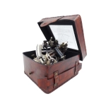 Sextant aus Messing in Lederbox