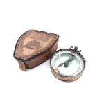 Magnetic compass - map reader in a leather case