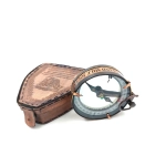 Magnetic compass - map reader in a leather case