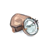 Magnetic compass - map reader in a leather case