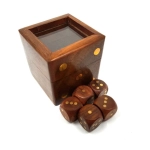 Dice game in a wooden box with a glass top