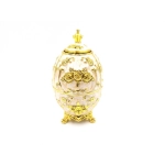 Replika Fabergého vejce - bílé a zlaté, s motivem růže