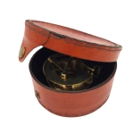 Brass Compass and Sundial in Leather Case