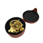 Brass Compass and Sundial in Leather Case