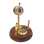 Nautical Desk Set: Telegraph with Clock, Compass and Pen Stand