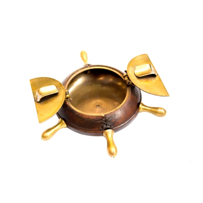 Brass and leather nautical ashtray
