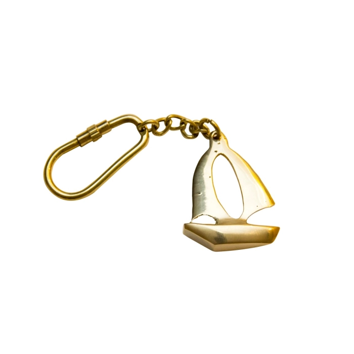 Exclusive keychain - yacht - brass