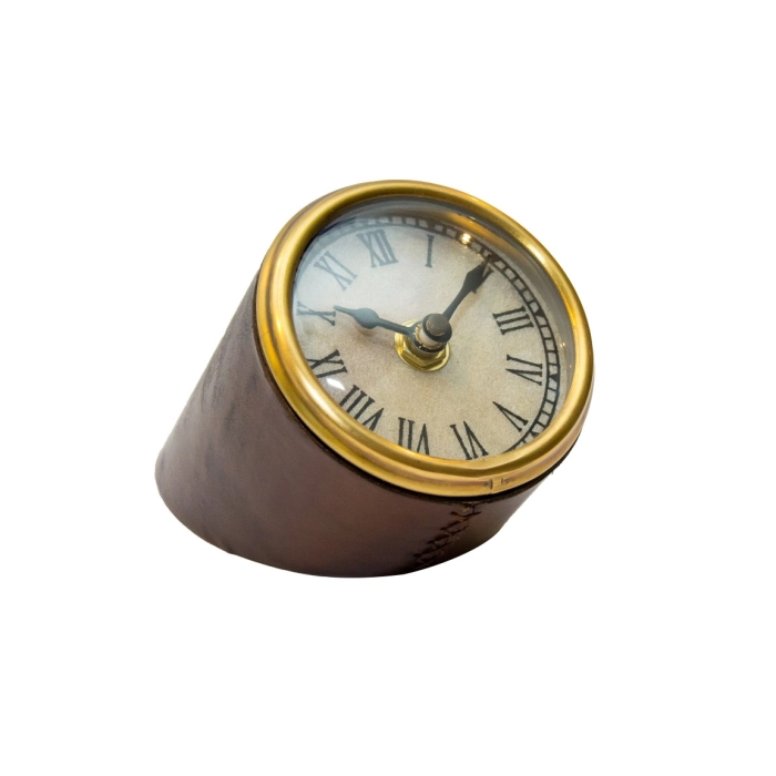 An exclusive clock in a leather frame