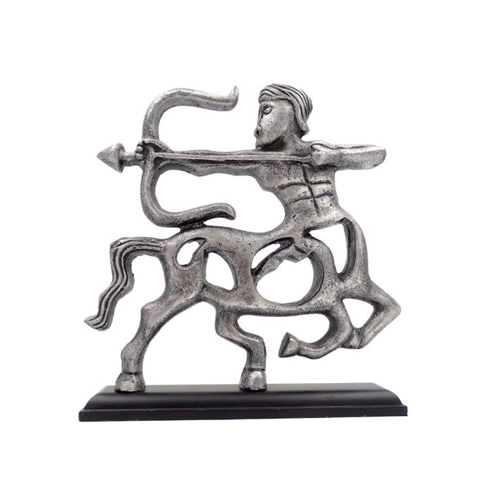Sagittarius - a decorative metal figurine on a wooden base