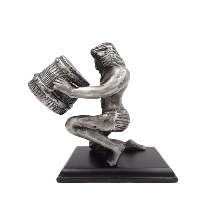 Aquarius - a decorative metal figurine on a wooden base