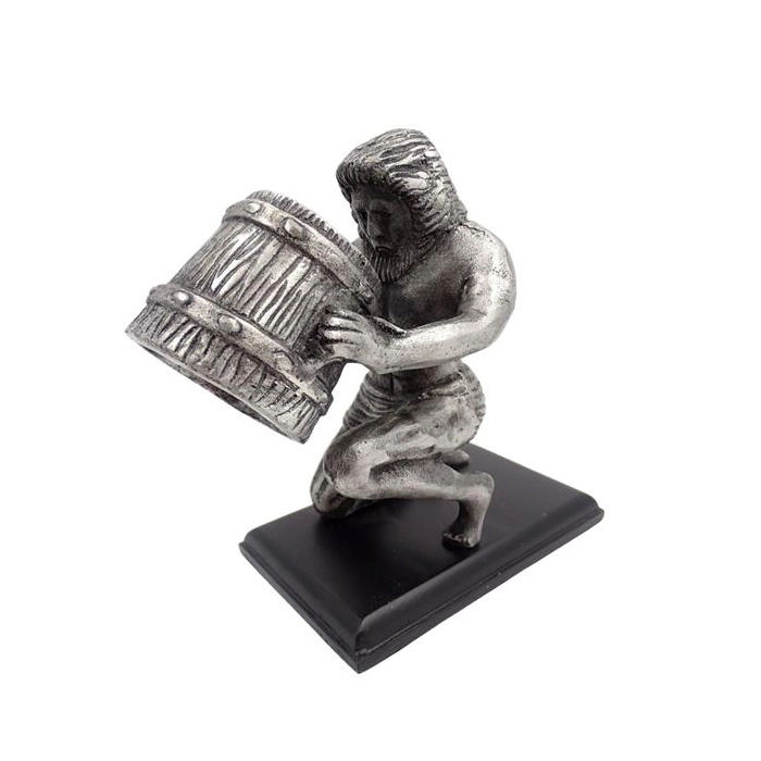 Aquarius - a decorative metal figurine on a wooden base