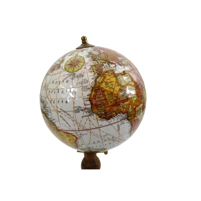 A globe on a wooden base