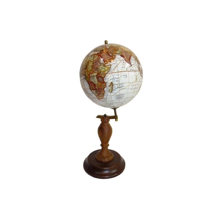 A globe on a wooden base
