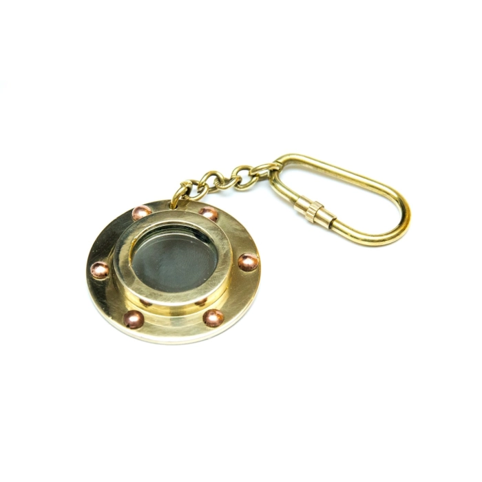 Exclusive key ring - porthole with a mirror - brass