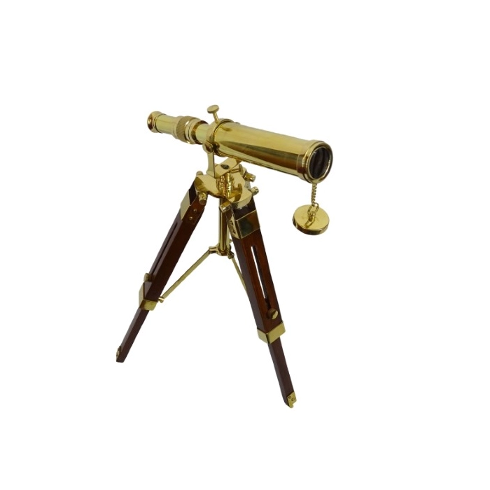 Vintage Decorative Telescope – Brass and Wood in Nautical Style