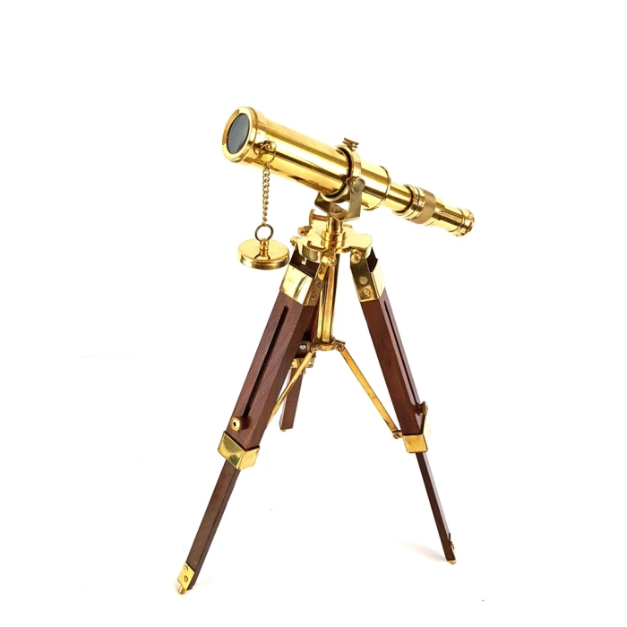 Vintage Decorative Telescope – Brass and Wood in Nautical Style