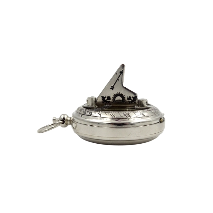Silver sundial with compass