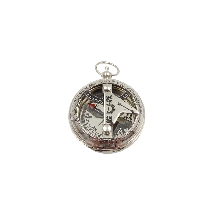 Silver sundial with compass