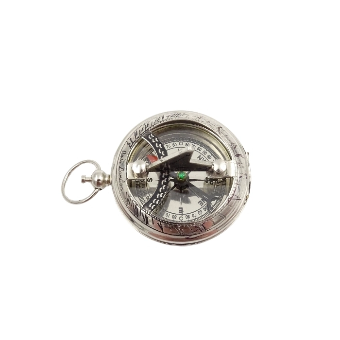 Silver sundial with compass