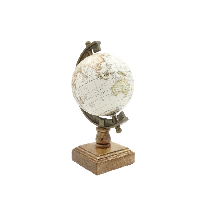 A globe on a wooden base