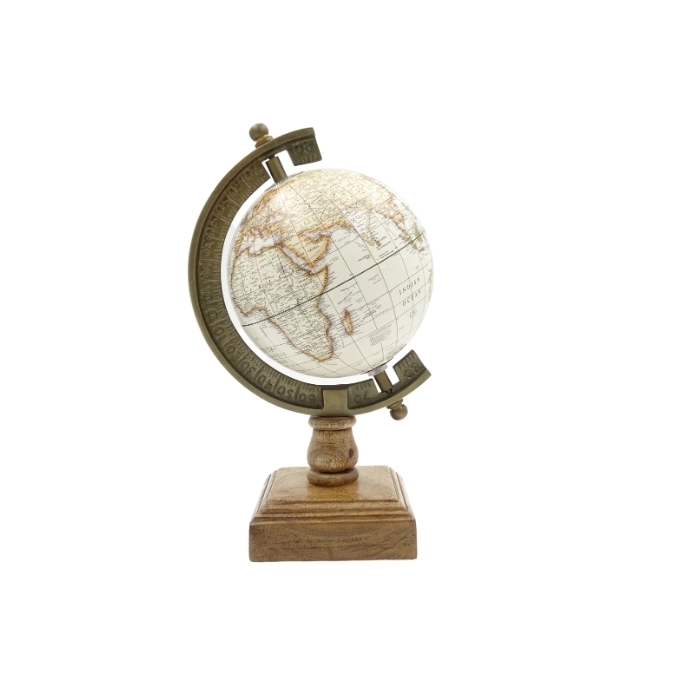 A globe on a wooden base