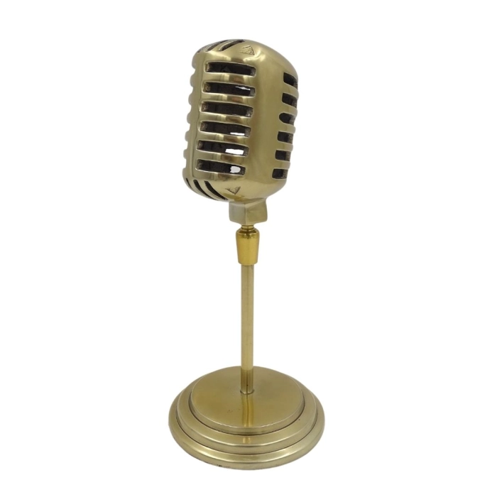 Retro-style microphone figurine - metal
