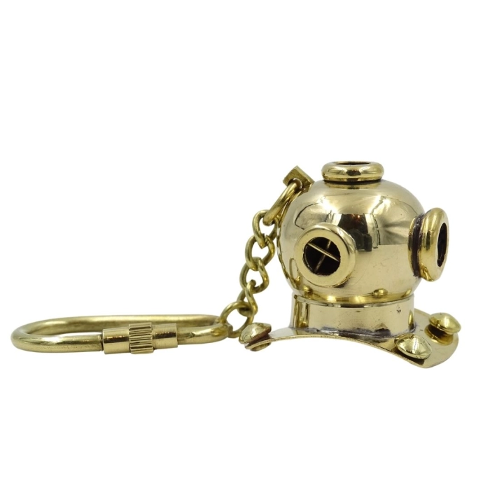 Exclusive keyring - diver's helmet - brass