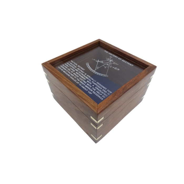 Brass sextant in box