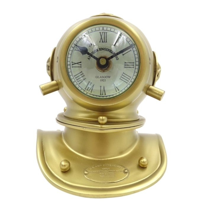 Mantel clock. Diver's helmet