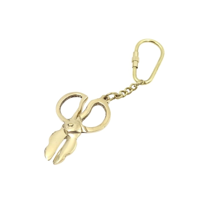 Fashion designer keychain - brass scissors