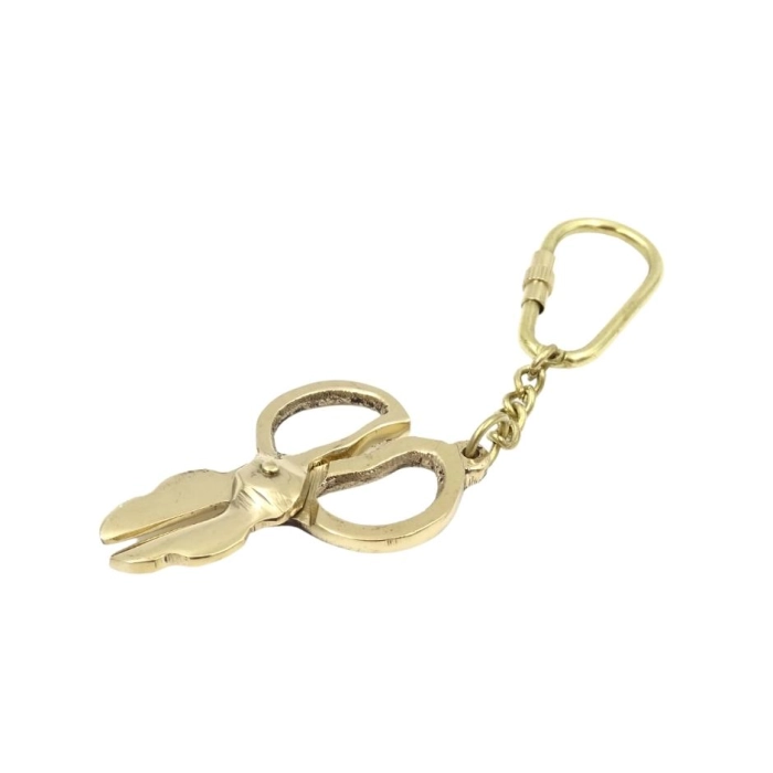 Fashion designer keychain - brass scissors