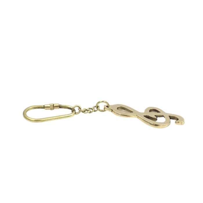 Brass music keyring - treble clef