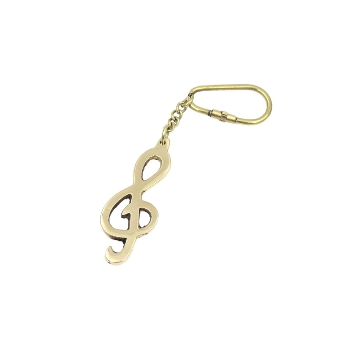 Brass music keyring - treble clef